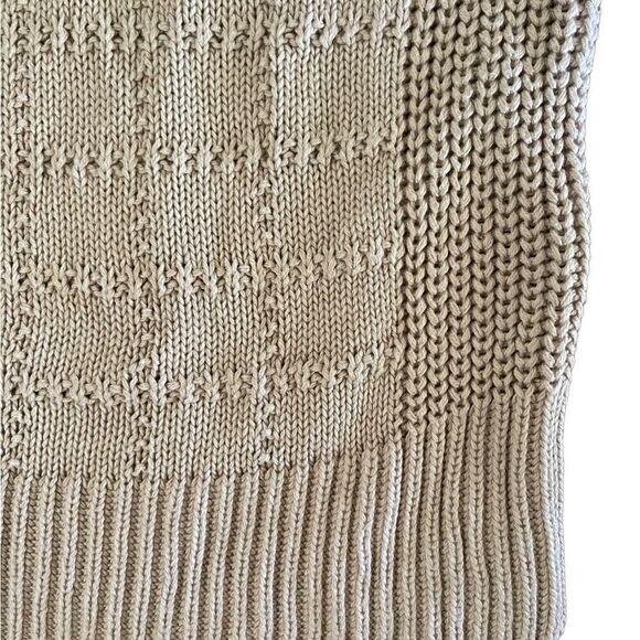 Adler knit beige patterned long sleeve lightweight sweater cotton blend sz M - Picture 2 of 8